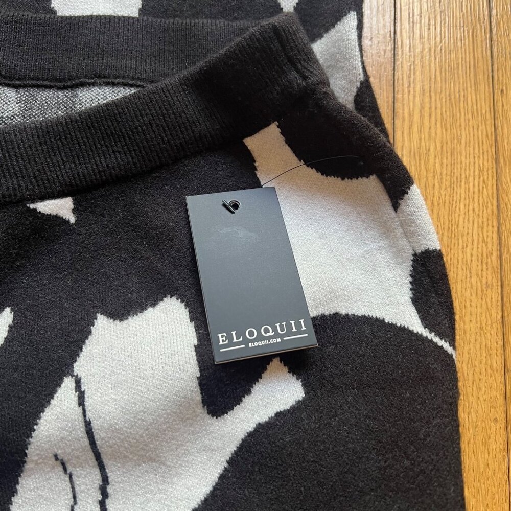 Eloquii Size 22/24 NEW Abstract Black & Gray Knit Intarsia Column Sweater Skirt - Picture 5 of 16